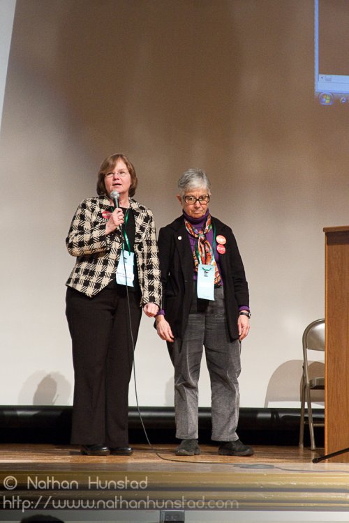 Diane Loeffler and Phyllis Kahn speak on behalf of Margaret Ande
